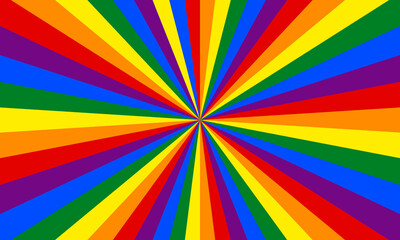 Rainbow color burst background. Rays background in retro style. Vector.	