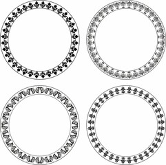 Vector set of round patterned frames. Frames from ornaments and butterflies. Circle pattern

