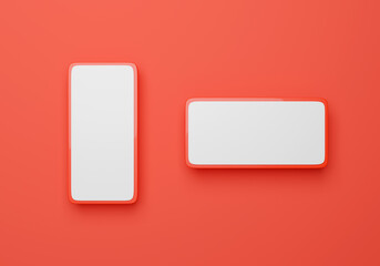 red smart phone top view