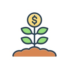 Color illustration icon for grows