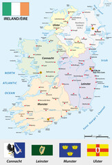 Republic of Ireland vector map with flag - obrazy, fototapety, plakaty