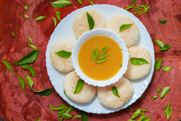 famous South Indian food Idly/idli is ready to serve.