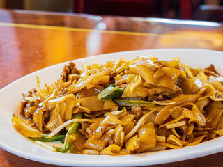 Close shot of Stir Fry Beef Rice Noodles