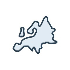 Color illustration icon for europe