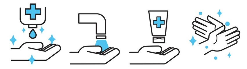 Hand sanitizers and water with soap, wash palm