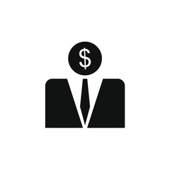 businessman icon with dollar inside his head