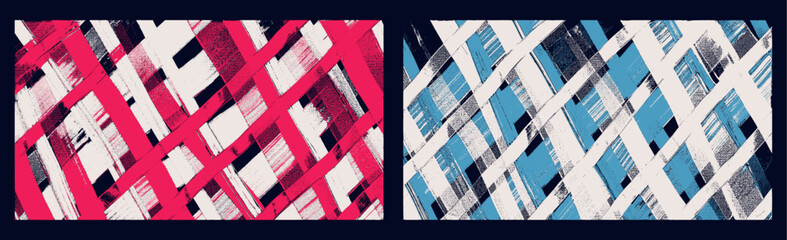 Diagonal paint strokes on canvas. Dirty oil, acrylic painted art, vector set. Abstract grungy background