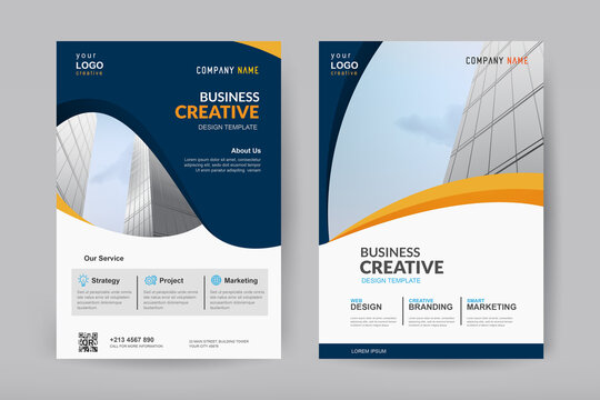 Business brochure cover design template. Vector flyer layout with elements for magazine, cover, poster design. A4 size