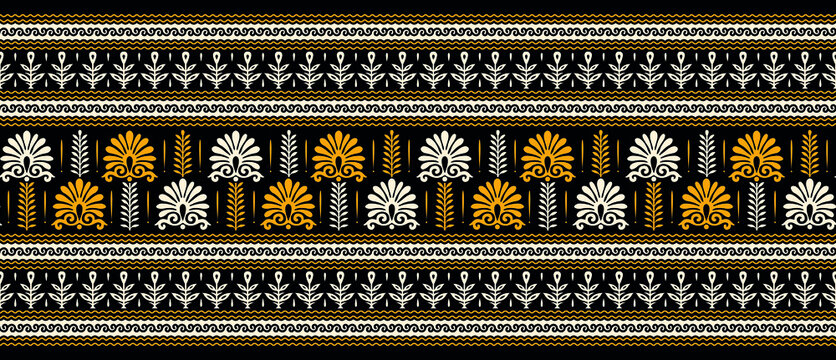 Vector tribal floral border design