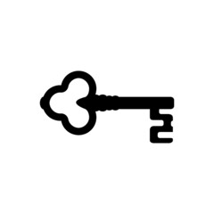 Old key silhouette icon isolated on white background