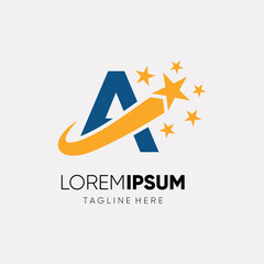 Letter A Star Logo Design Vector Icon Graphic Illustration 