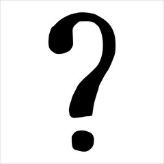 Question mark. Black and white illustration isolated on white background.