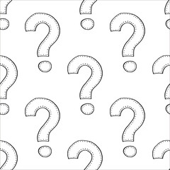 Question mark. Black and white seamless pattern.