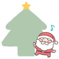 踊るサンタクロースとクリスマスツリーのフレーム