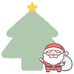 案内するサンタクロースとクリスマスツリーのフレーム