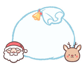 サンタクロースとトナカイとプレゼントの袋フレーム