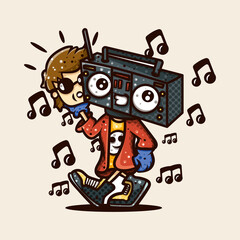 ILLUSTRATION OF MUSIC PEOPLE FOR CHARACTER, STICKER, T-SHIRT ILLUSTRATION