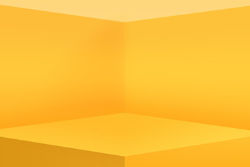 yellow background or horizontal blank studio room with empty floor. empty yellow gradient with a stand for displaying things. illustration