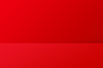 red background or horizontal blank studio room with empty floor. empty red gradient with a stand for displaying things. illustration