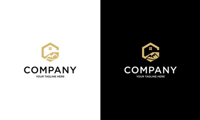 letter C, home, and mountain logo design. Simpe and minimalist logo design.