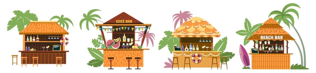 Beach bar, bungalow building cafe or restaurant