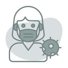 female Coronavirus Infected Healthcare Medical, vector graphic Illustration Icon.