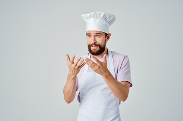 male chef in kitchen aprons cooking restaurants professionals