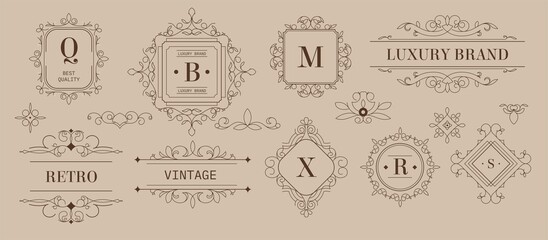 Luxury brand design with ornaments and leaves