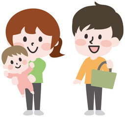 二頭身_家族のイラスト