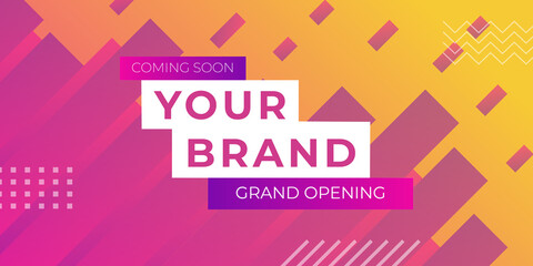 Grand opening flyer banner template. Marketing business concept with megaphone. Grand Opening advertising