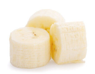 sliced banana path isolated on white background
