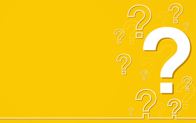 Question mark, FAQ sign, help symbol on yellow background. Concept assistance, information request.