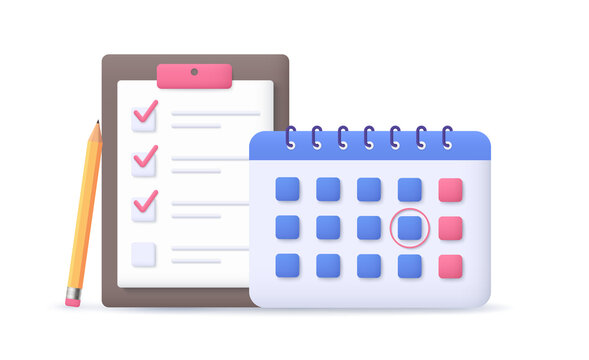 Calendar with to-do checklist. Business task planning.