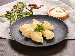 Varenyky dumplings with mashed potato