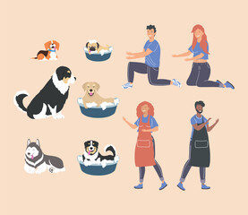 icons with people and dogs