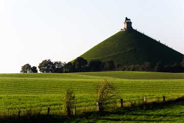 A common autumn day at the Lion's Mound (Butte du Lion) memorial site, a monument to the casualties of the 1815 Battle of Waterloo in Wallonia, Belgium