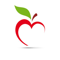 Vector logo abstract apple on heart shape