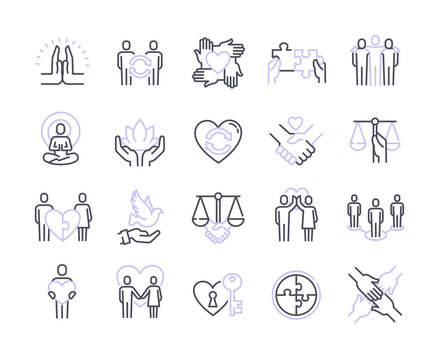 Harmonious relationship vector icons set