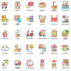 Delivery collection colour collection icon set