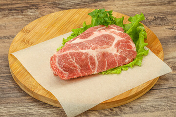 Raw pork meat neck steack