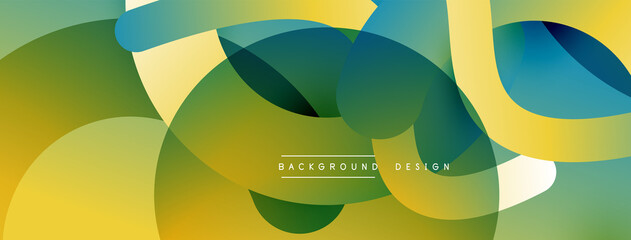 Abstract overlapping lines and circles geometric background with gradient colors