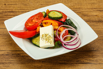 Traditional Greek salad with feta cheese