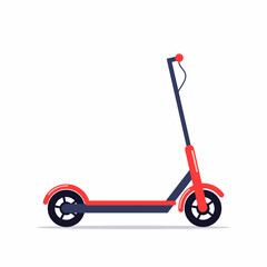 Modern Electric Kick Scooter, red color. Isolated vector flat style illustration.