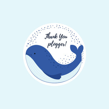 Vector illustration of a cute whale. The character thanks plogger for his care for the planet. Isolated elements are made in a flat style design. Recycling trash concept. Can use like kids’ sticker.
