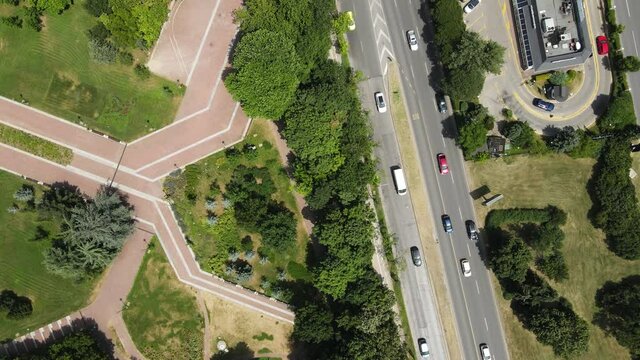 Amazing Aerial view of city of Sofia near National Palace of Culture, Bulgaria