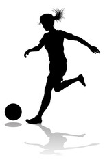 Female Soccer Football Player Woman Silhouette
