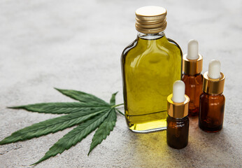 CBD oil, hemp tincture, cannabis cosmetic product for skin care.