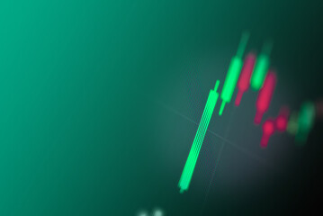 Abstract financial trading graphs and digital number of foreign exchange market trading on monitor. Background of gold and blue digital chart to represent stock market trend.