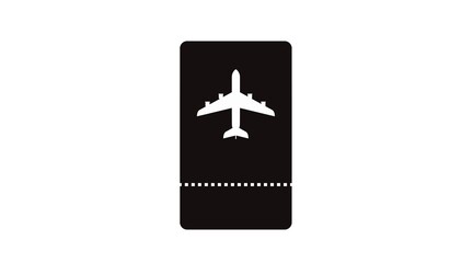 Fototapeta premium Plane Ticket Icon. Black and White Flat Isolated Illustration of a Plane Ticket