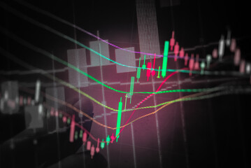 Forex market background, trading on the currency market Forex. Currency exchange rate for world currency: US Dollar, Euro, Frank, Yen. Financial, money, global finance, stock market background.	
